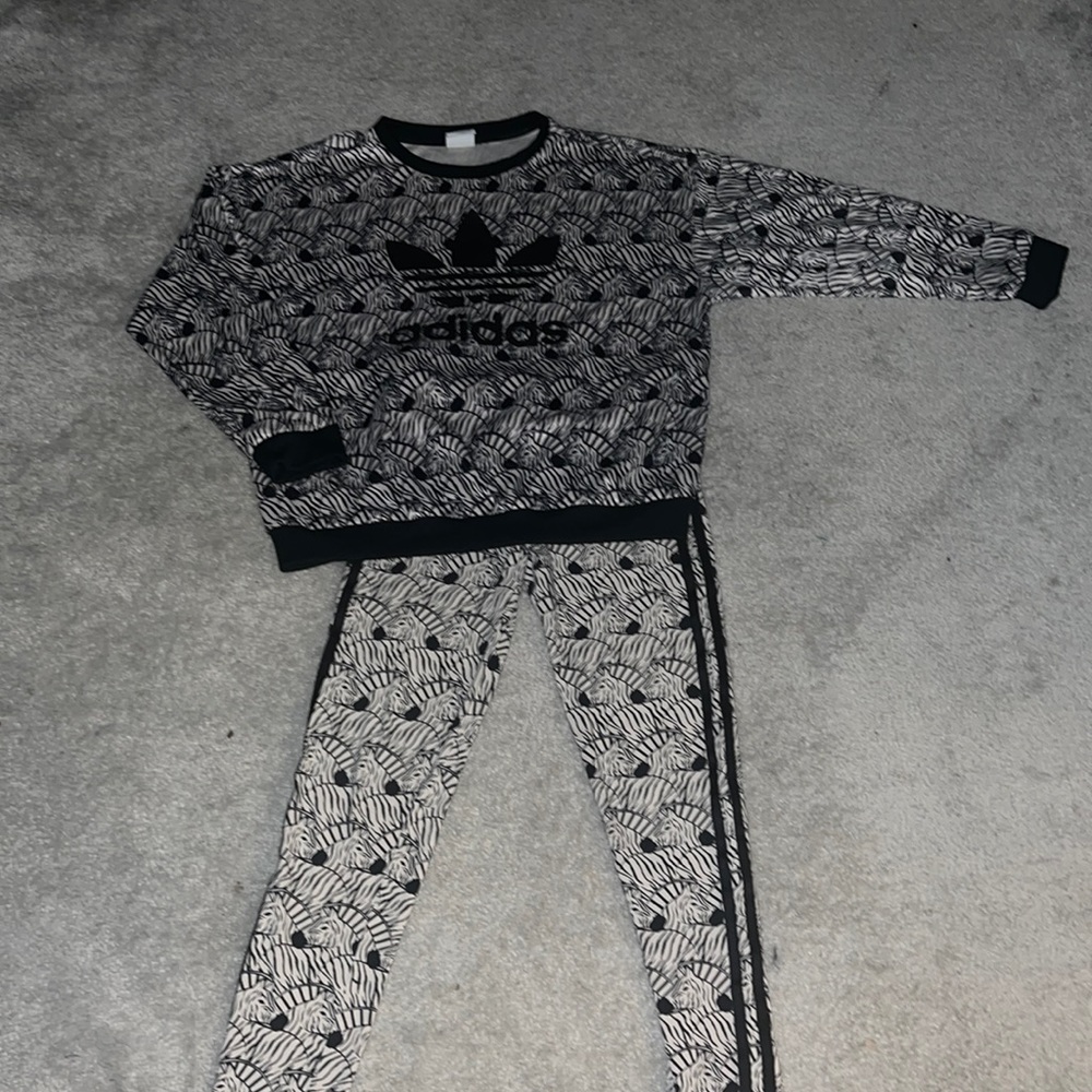 Girls Black & White Adidas Matching Set